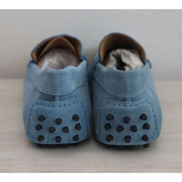 The Mens Store Bloomingdale's Men Sz 8 Light Blue Sued Penny Driver Loafers $145 - Picture 7 of 11